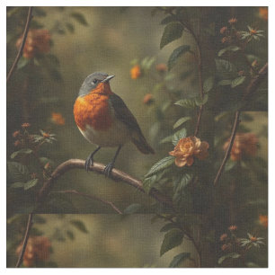 Tissu Beau Robin anglais dans un jardin