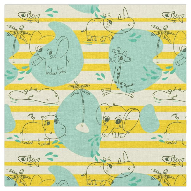 Tissu Beaux animaux jouant avec de l'eau 2 (Fermer)