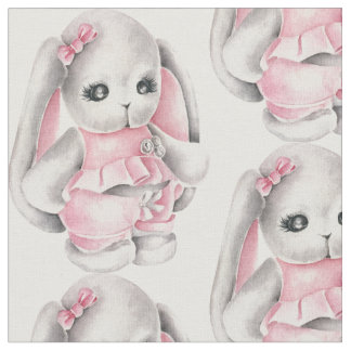 Tissu Bébé adorable lapin rose lapin lapin