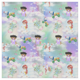 Tissu Bébé compagnons de jeu avec arcs-en-ciel et nuages
