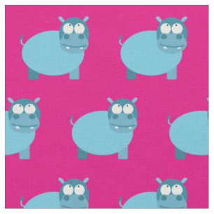Tissu Bébé Hippopotame Mignon Nursery Rose Chaud