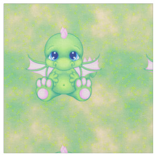 Tissu Bébé mignon Dragon vert et rose