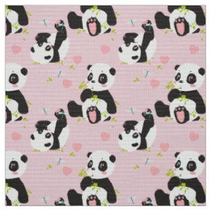 Tissu Bébé Panda Bear Pink