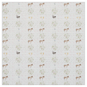 Tissu Bébé Rose Floral Animaux Couette Motif