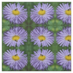 Tissu Bee On Aster Flowers Nature Motif