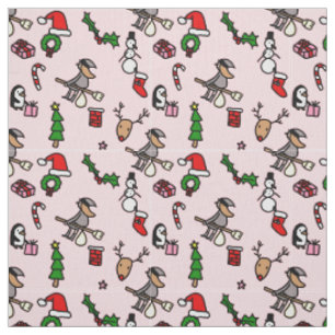 Tissu befana de noël rose