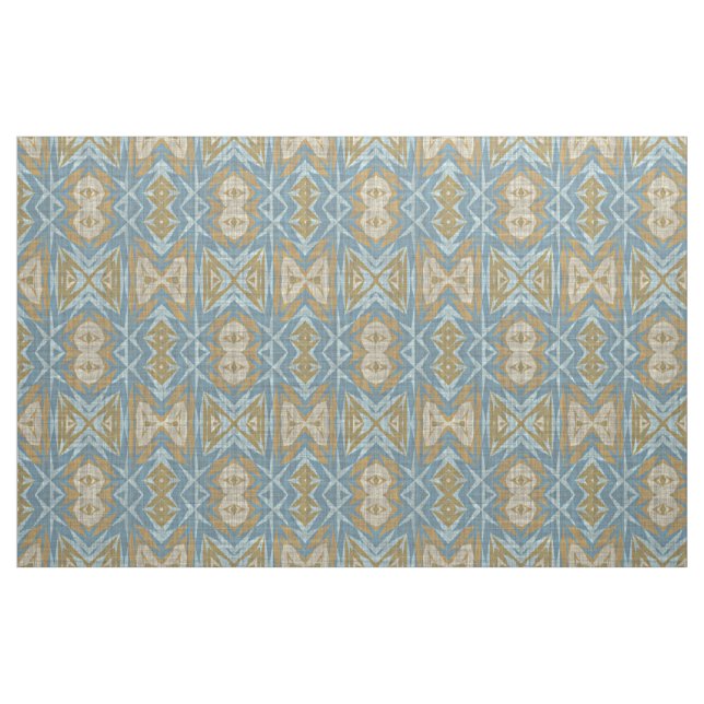 Tissu Beige ocre Turquoise Bleu Éclectique Ethique (Fat Quarter)