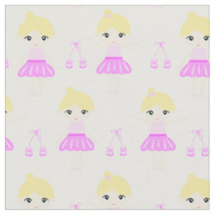Tissu Belle ballerine blonde en robe rose