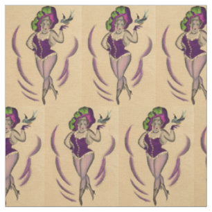 Tissu belle dame et son oiseau entrainé
