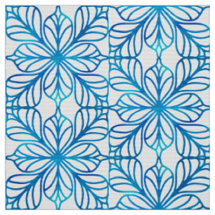 Tissu Belle et classique indigo bleu et blanc motif