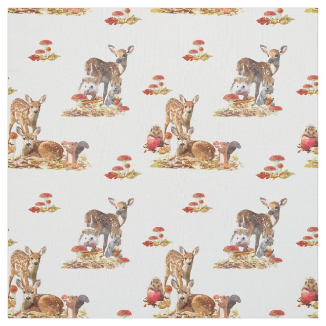 Tissu Belle Forêt Animale Automne Motif Art (Échantillon)