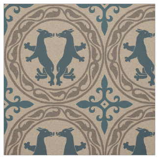 Tissu Bêtes byzantines Bleues et Tan