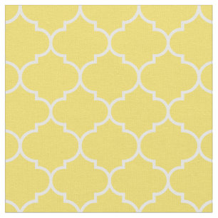 Tissu Beurre de Quatrefoil Marocain Jaune & Blanc