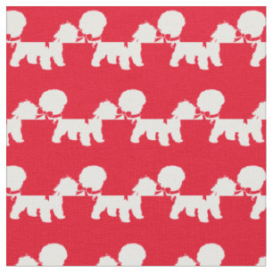 Tissu Bichon Frise Chien Silhouette Animal Rouge