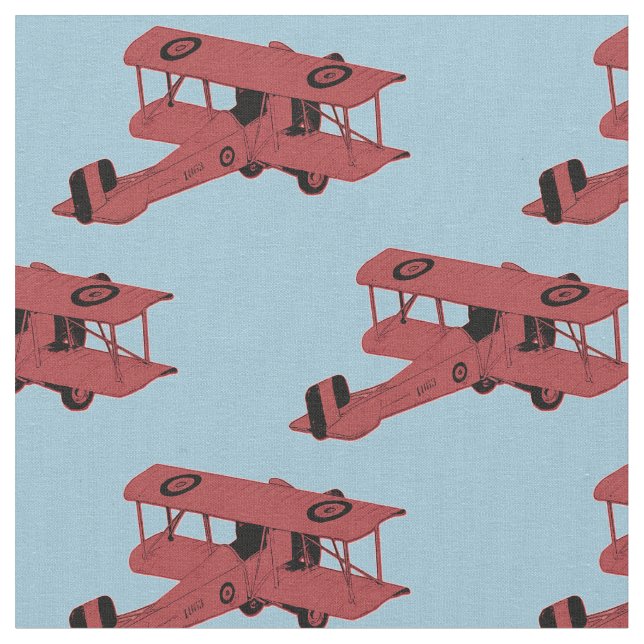 Tissu Biplans vintages rouges (Fermer)