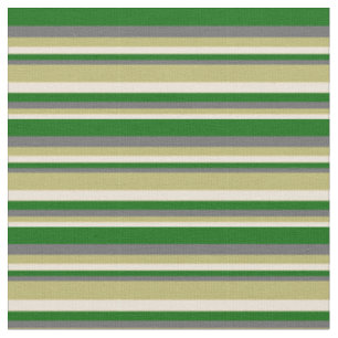 Tissu Bisque, Khaki foncé, Gris foncé et Lignes vertes f