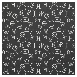 Tissu Black and White Cattle Brands Fabric