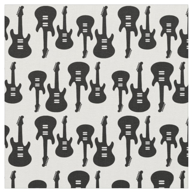 Tissu Black & White Electric Guitars Music Motif (Fermer)
