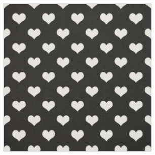 Tissu Black White Love Heart Motif Design