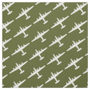 Tissu Blanc B-24 Liberator Aéronefs Motif Olive Fabric