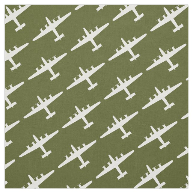 Tissu Blanc B-24 Liberator Aéronefs Motif Olive Fabric (Échantillon)