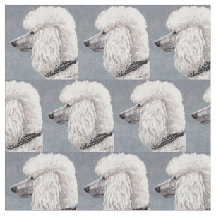 Tissu blanc d'art de chien de caniche