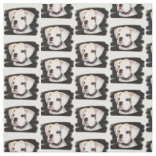 Tissu blanc de coutume de chien de boxeur