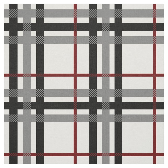 Tissu blanc et rouge noir de plaid (Échantillon)