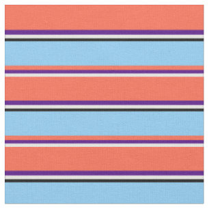 Tissu Blanc, Indigo, rouge, bleu ciel clair et noir