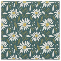 Blanc marguerite Turquoise motif floral