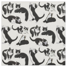 Tissu blanc noir de chats de smoking