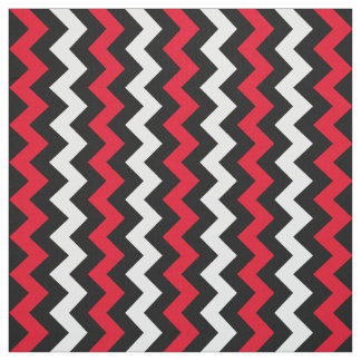 Tissu Blanc noir et rouge Chevron