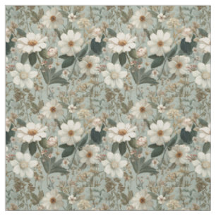 Tissu Blanc Rustique Botanique Floral Bohème Vintage