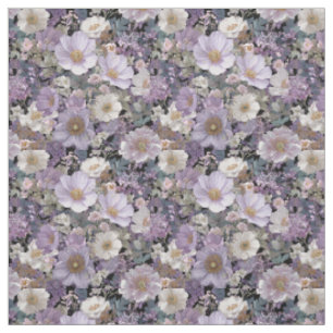 Tissu Blanc Rustique Fleur Botanique Vintage Floral
