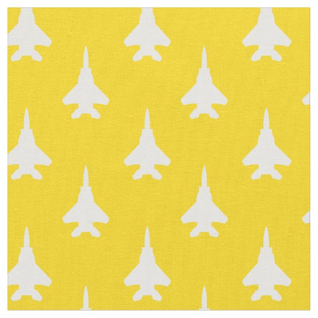 Tissu Blanc sur Jaune Strike Motif d'avion de combat d'a (Fermer)