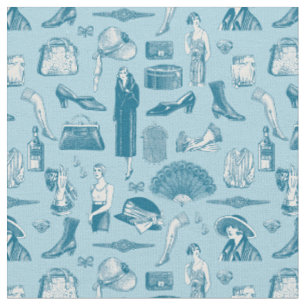 Tissu bleu art déco années 1920 flapper glamor feminine