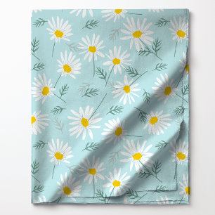Tissu Bleu Botanique Et Blanc Fleur De Daisy Delicate