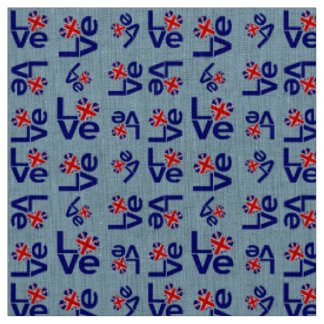 Tissu Bleu britannique AMOUR Carreaux Royaume-Uni Drapea