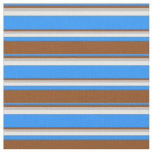 Tissu Bleu, Brown, Gris & Crème de Monnaie Motif de Gris