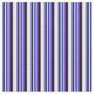 Tissu Bleu, Ciel clair, Violet, Noir & Crème