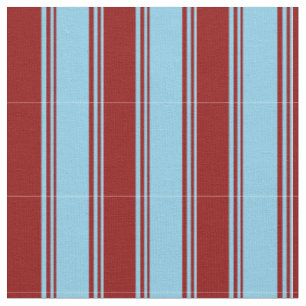 Tissu Bleu ciel et rayures rouge foncé