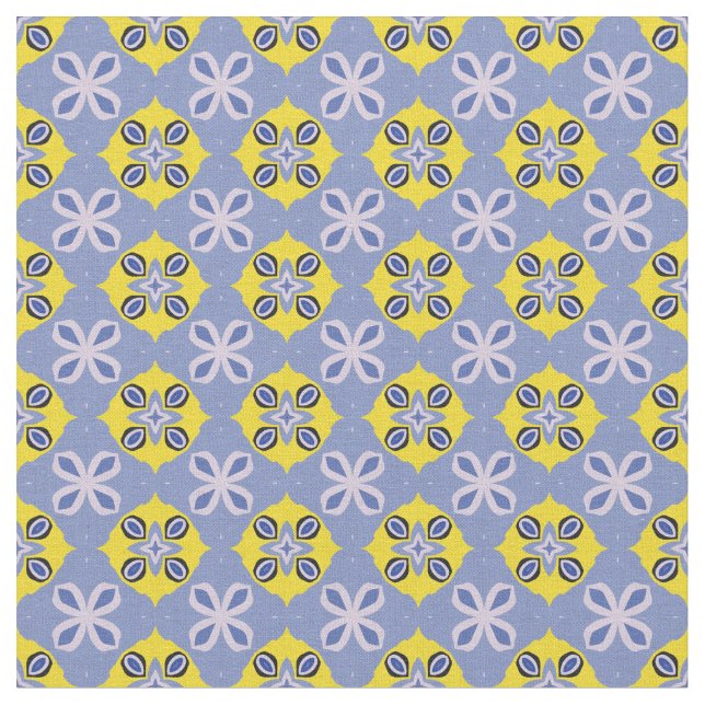 Tissu Bleu clair et Abstrait jaune (Fermer)