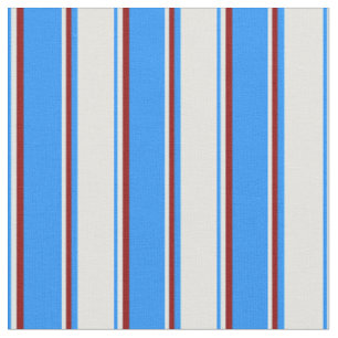 Tissu Bleu, Cyan clair et bandes de couleur rouge foncé