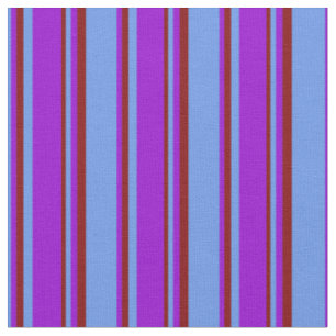 Tissu Bleu de Cornflower, Violet foncé et bandes de marr