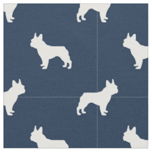 Tissu Bleu de la silhouette du chien de Boston Terrier