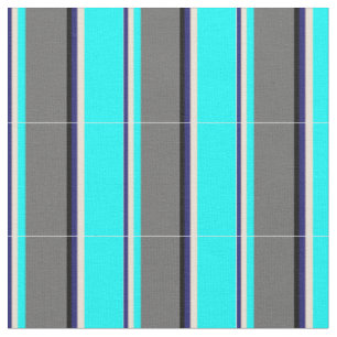 Tissu Bleu de minuit, Bisque, Aqua, Gris et Noir