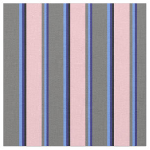 Tissu Bleu de minuit, Bleu de Cornflower, Gris, Rose et