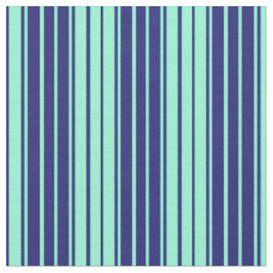 Tissu Bleu de minuit et rayures de couleur Aquamarine