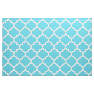 Tissu bleu de treillis de Quatrefoil de Marocain