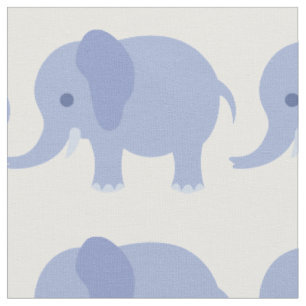 Tissu bleu d'impression d'éléphant